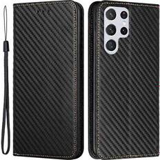 Samsung Galaxy S23 Ultra Covers med kortholder MTP Products Carbon Fiber Wallet Case for Galaxy S23 Ultra 5G