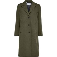 Selected Grøn - Uld Overtøj Selected Alma Single Button Coat - Ivy Green