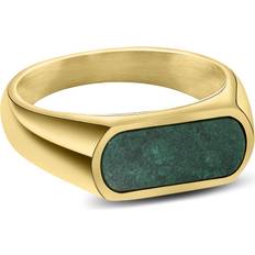 Rustfrit stål Smykker Orisun Guldfarvet Afrikansk Jade Signet Ring