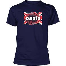 Oasis Blå T-shirts & Toppe Oasis T Shirt Union Jack Classic Band Logo Official Mens Blue