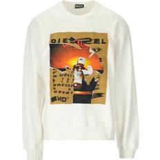 Diesel Rund hals Sweatere Diesel Man Sweatshirt Off white Cotton, Elastane