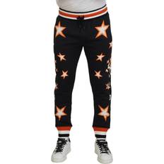 Dolce & Gabbana Herre Bukser Dolce & Gabbana Black Orange Star Trousers Sport Pants IT46