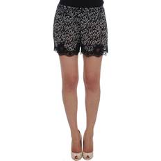 Dolce & Gabbana Bukser & Shorts Dolce & Gabbana Black White Floral Lace Silk Sleepwear Shorts IT3