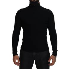Dolce & Gabbana Herre Sweatere Dolce & Gabbana Black Half Zip Turtleneck Pullover Sweater IT42