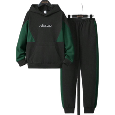 Shein Kids SPRTY Boys Casual Comfortable Hooded Sweatshirt And Sweatpants Set With Letter Print