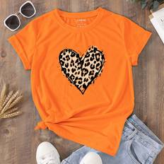 L - Leopard - Orange Overdele Shein Leopard & Heart Print Tee
