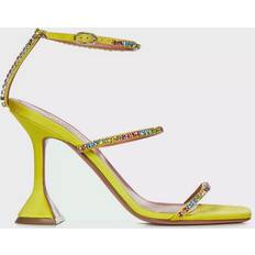 37 - Satin Hjemmesko & Sandaler Amina Muaddi Heeled Sandals Woman colour Yellow Yellow