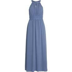38 - Blå - Lange kjoler Vila Plisseret Halter Neck Maxikjole