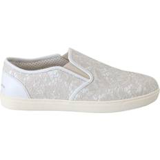 Dolce & Gabbana Dame Lave sko Dolce & Gabbana White Leather Lace Slip On Loafers Shoes EU35/US4.5