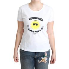 Moschino Hvid T-shirts & Toppe Moschino White Cotton Sunny Milano Print T-shirt IT42