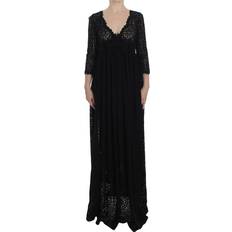 Dolce & Gabbana S Tøj Dolce & Gabbana Black Ricamo Knitted Full Length Maxi Dress IT40