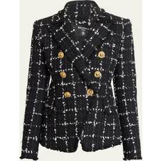Balmain Sort Blazere Balmain 6-Button Checked Tweed Jacket black
