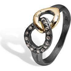 By Birdie Onassis Duo Sterling Sølv Ring med Karat Guld og Brillanter 0,17 Carat