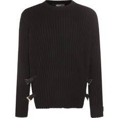 Versace Sweatere Versace Leather-trimmed knit wool sweater black