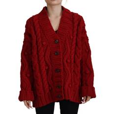 Rød Trøjer Dolce & Gabbana Red Wool Knit Button Down Cardigan Sweater IT38