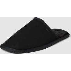 BOSS Faux-suede slippers with rubber sole
