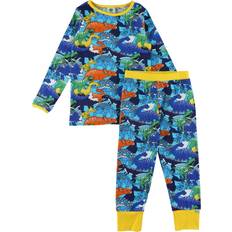 Småfolk Drenge Morgenkåber Småfolk Pyjamas Med Dinosaurprint Blue Atoll Blå 2-3 years