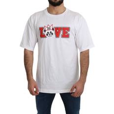 Dolce & Gabbana Herre T-shirts Dolce & Gabbana White Love Panda Print Top T-shirt IT44