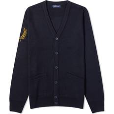 Fred Perry Trøjer Fred Perry Men's Intarsia Laurel Wreath Cardigan Navy Navy