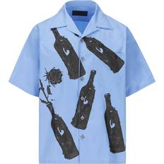Prada Blå Tøj Prada gedrucktes Baumwollhemd Blue