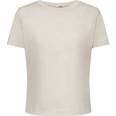 Esprit Beige Tøj Esprit Baumwoll-T-Shirt mit Rundhalsausschnitt