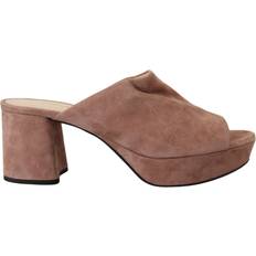Prada Dark Rose Suede Camoscio Sandals Block Heels Shoes EU37/US6.5
