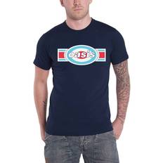 Oasis Blå T-shirts & Toppe Oasis T Shirt Band Logo Target Oblong new Official Mens Navy Blue