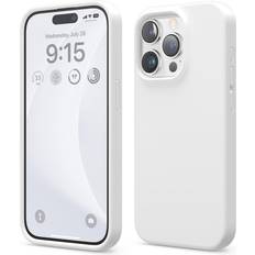 Elago Hvid Mobilcovers Elago Compatible with iPhone 15 Pro Case, Liquid Silicone Case, Full Body Protective Cover, Shockproof, Slim Phone Case, Anti-Scratch Soft Microfiber Lining, 6.1 inch White