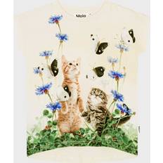 Molo Elastan Overdele Molo Girls Ivory Cat Cotton T-Shirt year