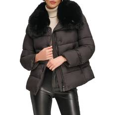 DKNY S Overtøj DKNY Women's Faux-Fur-Trim Collar Puffer Coat Black Black