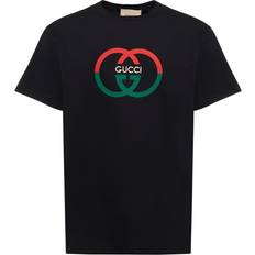 Gucci Overdele Gucci Interlocking G-print Cotton-jersey T-shirt Mens Black