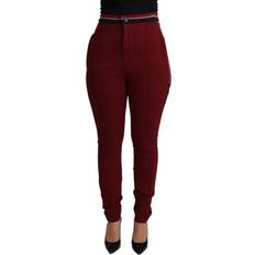 Dolce & Gabbana Stribede Tøj Dolce & Gabbana Red DG Star Striped Skinny Cotton Pant IT40