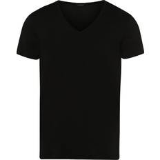 Hanro T-shirts & Toppe Hanro Cotton Superior SS Shirt V-Neck, Black Serie: Cotton Superior