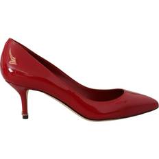 Dolce & Gabbana Rød Sko Dolce & Gabbana Red Patent Leather Kitten Heels Pumps Shoes EU35/US4.5