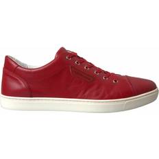 Dolce & Gabbana Rød Sko Dolce & Gabbana Shoes Red Portofino Leather Low Top Mens Sneakers EU44/US11