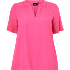 Zizzi Viskose Tøj Zizzi Marley S/s Blouse Pink Viskose Bluse M58815a