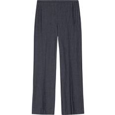 Ganni Polyester Bukser & Shorts Ganni Stretch Stripe Mid Waist Pants Bukser Gray Pinstripe