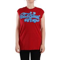 Dolce & Gabbana Dame T-shirts & Toppe Dolce & Gabbana Red Cotton Sleeveless Crewneck T-shirt Tank Top IT38