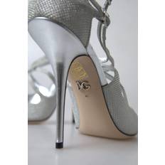 Dolce & Gabbana Sølv Sko Dolce & Gabbana Silver Shimmers Sandals Heel Pumps Shoes EU40/US9.5