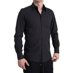 Dolce & Gabbana Herre Skjorter Dolce & Gabbana Black Cotton Men Long Sleeves MARTINI Shirt IT40