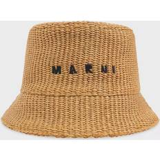 Marni Tilbehør Marni Raffia-effect bucket hat brown