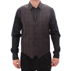 Dolce & Gabbana Brown Check Wool Single Breasted Vest IT48