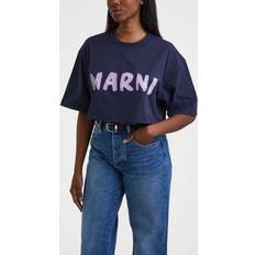 Marni S Overdele Marni Logo Crop T-Shirt Blue IT