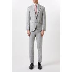 Burton Grå Overtøj Burton Slim Fit Grey Textured Check Suit Jacket 44R