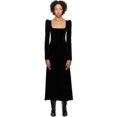 Lange kjoler - Sort - Stretch Ganni Black Long Sleeve Velvet Jersey Maxi Dress Recycled Polyester/Spandex Women's Black