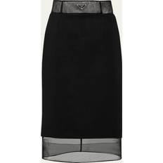 Prada 52 - Nylon Tøj Prada Wool And Crinoline Midi-skirt Black
