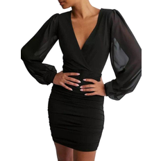 Korte kjoler - Sort - XXS Nelly Chiffon Sleeve Dress - Black