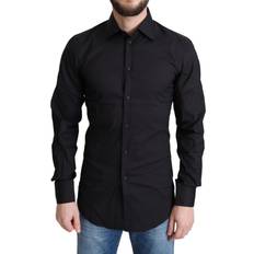 M - Nylon Skjorter Dolce & Gabbana Black Cotton Blend Formal Dress Shirt IT37
