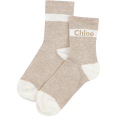 Chloé Strømper Chloé Beige & Ivory Cotton Logo Socks