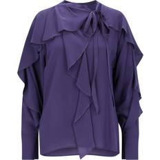 Chiffon - Lilla Tøj Victoria Beckham 'Ruffle Detail' Shirt Purple